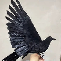Realistic Feathered Crow Halloween Cosplay Prop Garden Ornament