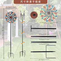 Outdoor Solar Iron Art Rotating Windmill Garden Yard Decoration Metal Craft Ground Plug Ornament