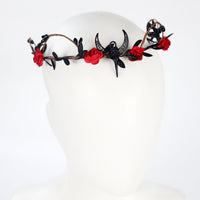 Gothic Halloween Crow Moon Headband with Forehead Pendant for Lolita Cosplay