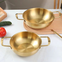 Korean Style Stainless Steel Hot Pot with Double Handles for Ramen, Seafood, and Gatherings