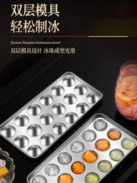 304 Stainless Steel Spherical Ice Cube Mold with Storage Box for Whiskey and Cocktails