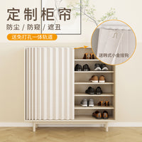 Punch-Free Wardrobe Curtain Cabinet Cover Folding Closet Drape Dustproof Waterproof for Doorless Wardrobes
