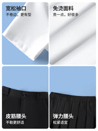 Kids' Choir Performance Uniform Set - White Shirt, Black Pants & Bow Tie