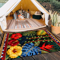 Vintage Southeast Asian Tropical Plant & Animal Outdoor Camping Picnic Rug