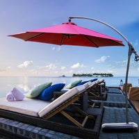 Outdoor Banana Umbrella with Water-Filled Base for Patio Garden Cafe