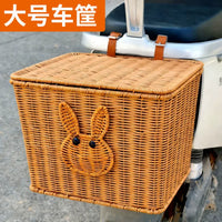 Universal Reinforced Electric Bicycle Rear Basket with Lid for Shopping and Storage