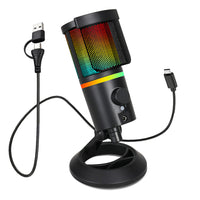 RGB Gaming USB Condenser Microphone for PC & Mobile Live Streaming