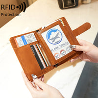 RFID Blocking Soft Leather Passport Holder Wallet for Travel