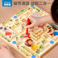 Magnetic Maze Board Game with Flying Chess for Kids, Educational Focus Training Toy