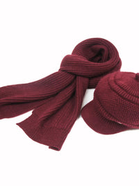 Women's Winter Knitted Rabbit Fur Hat and Scarf Set for Elderly, Warm Fleece Lined Beanie for Seniors