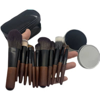 12-Piece Mini Travel Makeup Brush Set with Portable Case, Pony Hair Eyeshadow Blending Brushes