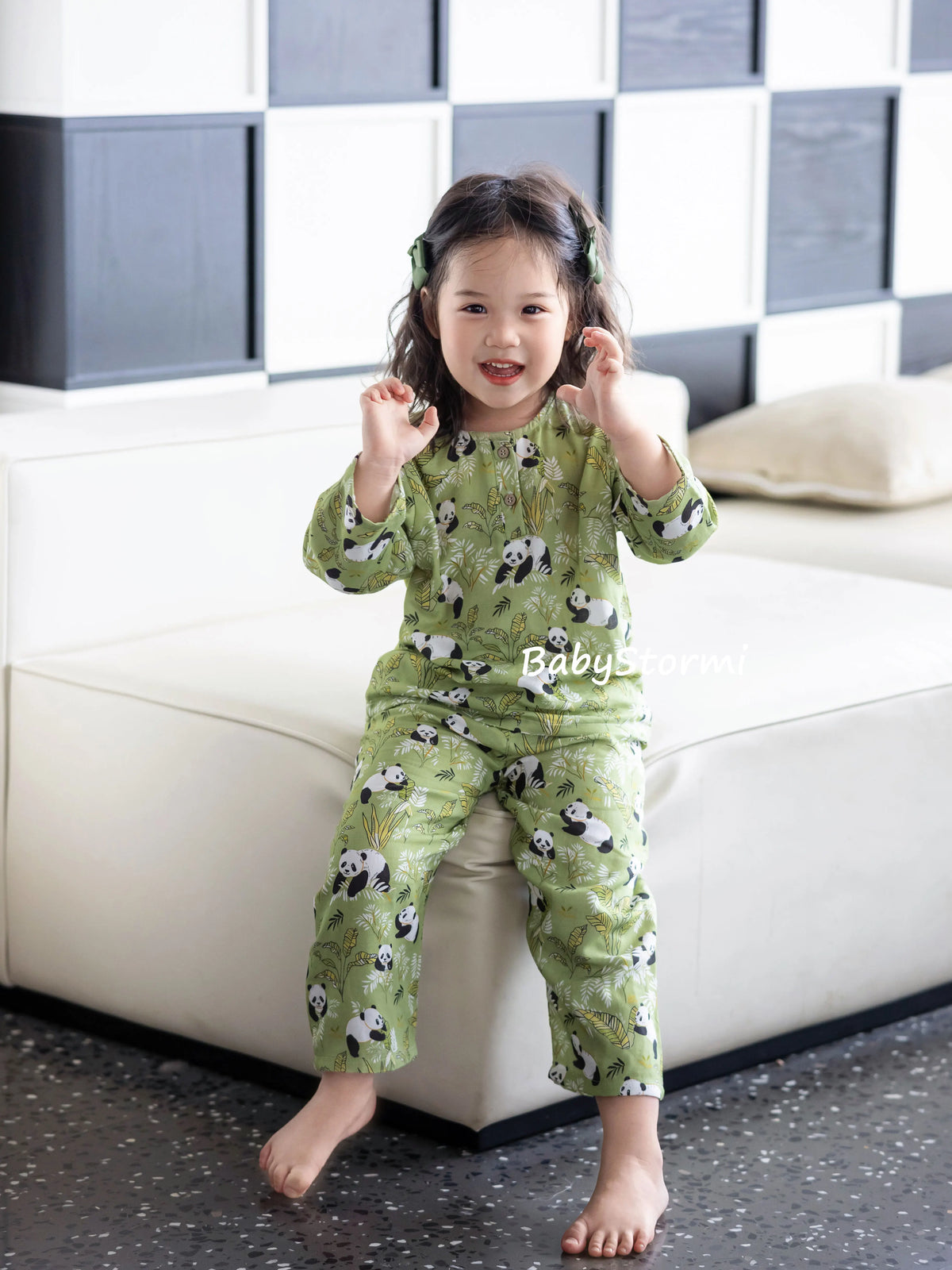BabyStormi Kids Bamboo Cotton Double Gauze Pajama Set Long Sleeve Sleepwear for Boys and Girls