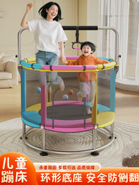 Kids Indoor Trampoline with Handlebar and Accessories