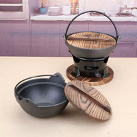 Japanese Cast Iron Sukiyaki Hot Pot Set with Alcohol Stove