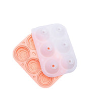 Food-Grade Silicone 6-Cavity Rose Ice Cube Tray with Buckle, Leak-Proof for Whiskey and DIY Frozen Treats