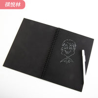 Black Cardboard Sketchbook with Metallic Pens for DIY Graffiti and Hand-Painted Art