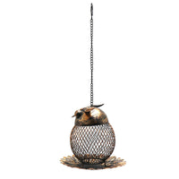 Metal Owl Hanging Bird Feeder for Garden and Patio
