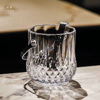 Glass Ice Bucket with Handle and Tongs for Bar KTV Home Commercial Use