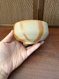 Japanese Bizen Ware Matcha Bowl, Ceramic Tea Ceremony Bowl with Markings
