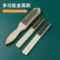 Industrial Wire Brush Set with Wooden Handle for Rust Removal and Polishing