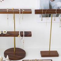 Premium Walnut Wood Jewelry Display Stand for Necklaces, Pendants, Earrings, and Rings