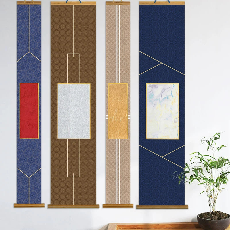 Blank Zen Japanese Style Bamboo Scroll for Calligraphy and Painting, Unmounted Xuan Paper Hard Cardboard Scroll for Tea Room Decor