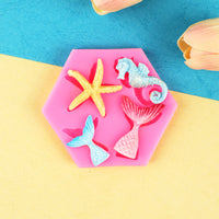 Mermaid Tail, Starfish, Shell Silicone Mold for Cake Decorating, Fondant, Mousse, Chocolate, Resin Crafts