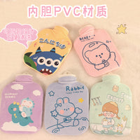 Cartoon Hot Water Bottle with Plush Cover, 900ml Mini Hand Warmer