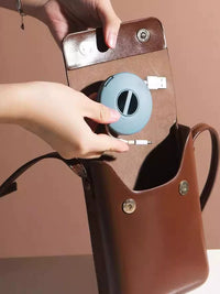 Portable Cable Organizer Box for Earphones and Data Cables, Anti-Tangle Winder