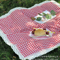 Yellow Plaid Picnic Mat Outdoor Camping Ground Mat Moisture-proof Thickened Fabric Pad