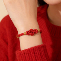 Handwoven Red String Bracelet with Auspicious Knots for Couples