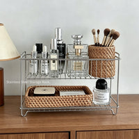 Bathroom Stainless Steel Storage Rack Countertop Organizer for Cosmetics and Toiletries