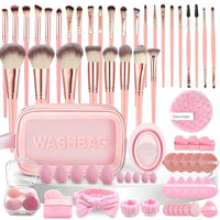40-Piece Coffee Brown Makeup Brush Set for Face and Eyes