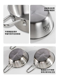 KOMMOT Portable Stainless Steel Camping Bowl Set with Anti-Scald Handle for Outdoor Picnic BBQ