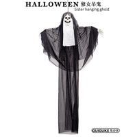 Halloween Nun Skeleton Ghost House Decor Glowing Black and White Horror Hanging Ornament
