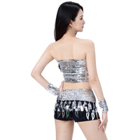 Sequin Sparkle Crop Top for Stage Performance and Party