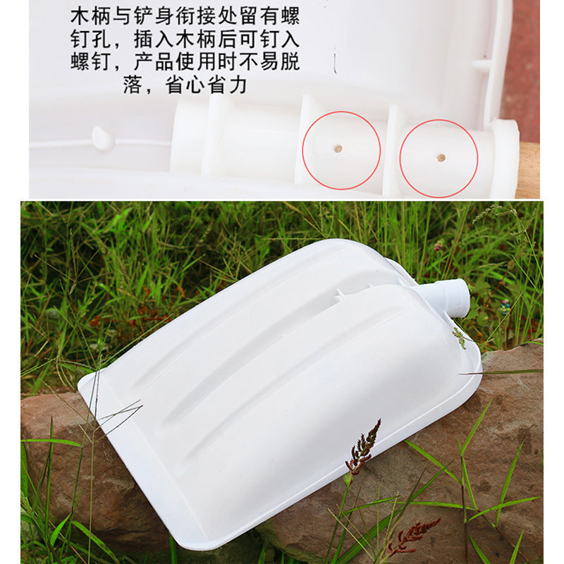 Heavy-Duty Plastic Shovel with Wooden Handle for Grain, Snow, and Industrial Use