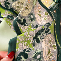 Women's Versatile Jungle Print Faux Silk Scarf Long Narrow Ribbon for Bags and Neck