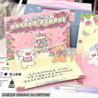 3D Pop-Up Cartoon Birthday Card, Foldable Greeting Card for Friends, Creative Gift