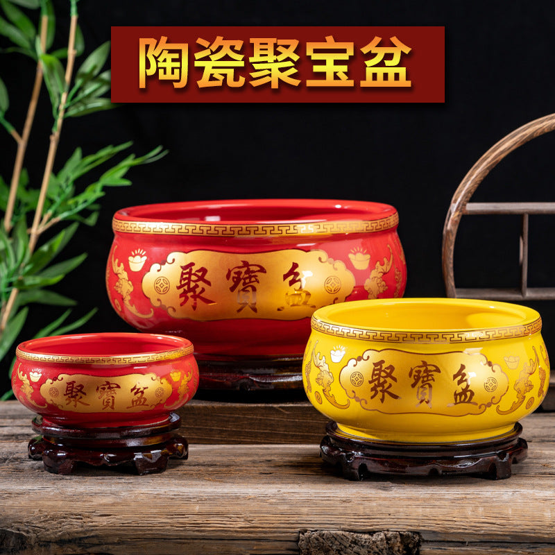 Ceramic Cornucopia Basin Ornament for Home Decor, Feng Shui Wealth Accumulation Incense Burner