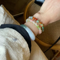 Ice-Grade Peach Blossom Agate Peacock Agate Beaded Bracelet