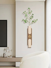 3D Sandstone Wall Decor with Faux Greenery for Dining Room & Hallway