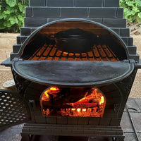 Outdoor Wood-Burning Fire Pit with Pizza Oven for Patio Garden Heating and BBQ