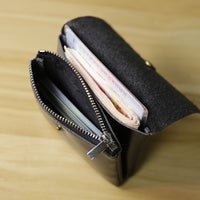 Men's Genuine Leather Mini Coin Purse with Double-Layer Buckle, Short Wallet for Cards and Change