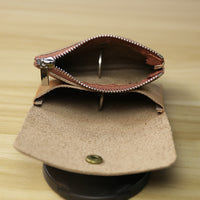 Men's Genuine Leather Mini Coin Purse with Double-Layer Buckle, Short Wallet for Cards and Change