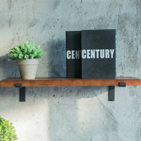 LOFT Industrial Style Solid Wood Wall Shelf with Iron Brackets, Floating Display Ledge for Living Room Decor