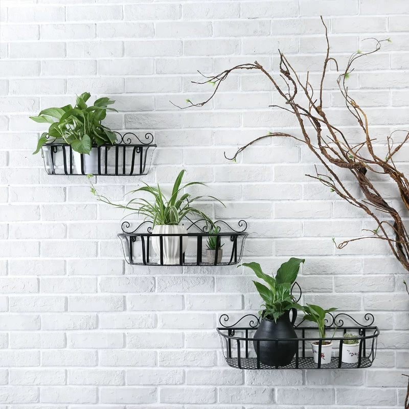 European Style Iron Art Balcony Hanging Flower Pot Rack for Outdoor Railing Planters
