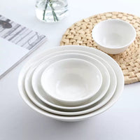 White Ceramic Bowl Set for Salad, Rice, Soup, and Noodles - Microwave Safe