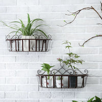 European Style Iron Art Balcony Hanging Flower Pot Rack for Outdoor Railing Planters