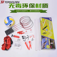 Portable Folding Volleyball Badminton Net Set with Rackets for Beach or Backyard Sports